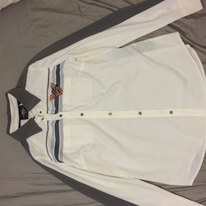 Harley Davidson White Button Down Crew Neck L/S. Size Small. NWOT